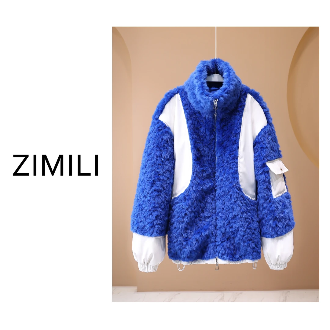 【LIANG哥女装】2024冬季景泰蓝拼皮毛毛衣小众欧版设计外套5161
