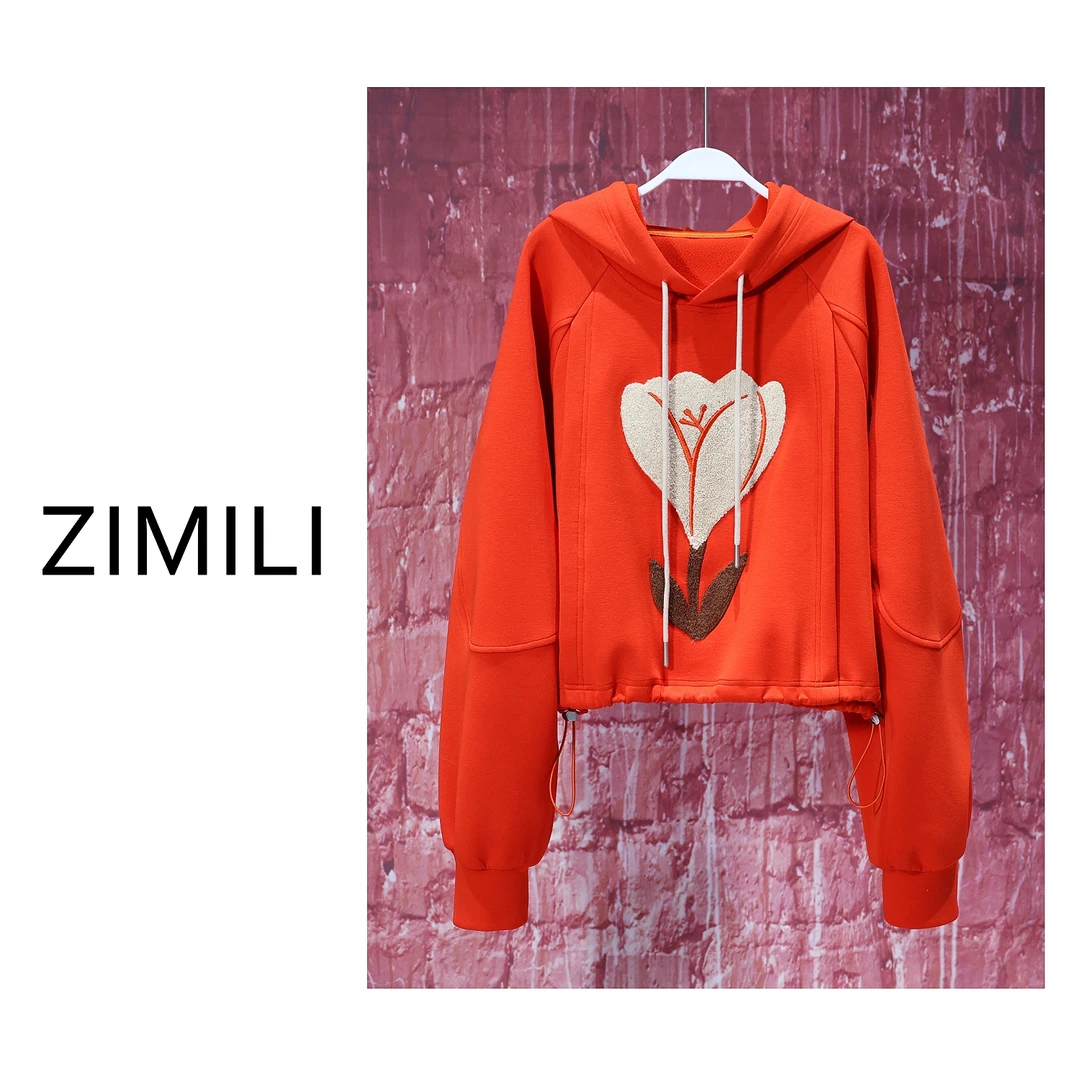 【LIANG哥女装】2025《南瓜橘立体毛巾绣》时尚休闲连帽卫衣5760