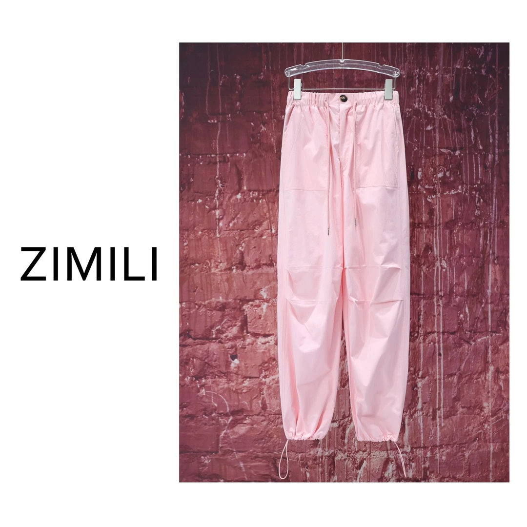 【LIANG哥女装】早秋樱花粉褶皱束脚阔版潮流感女款休闲裤/2782