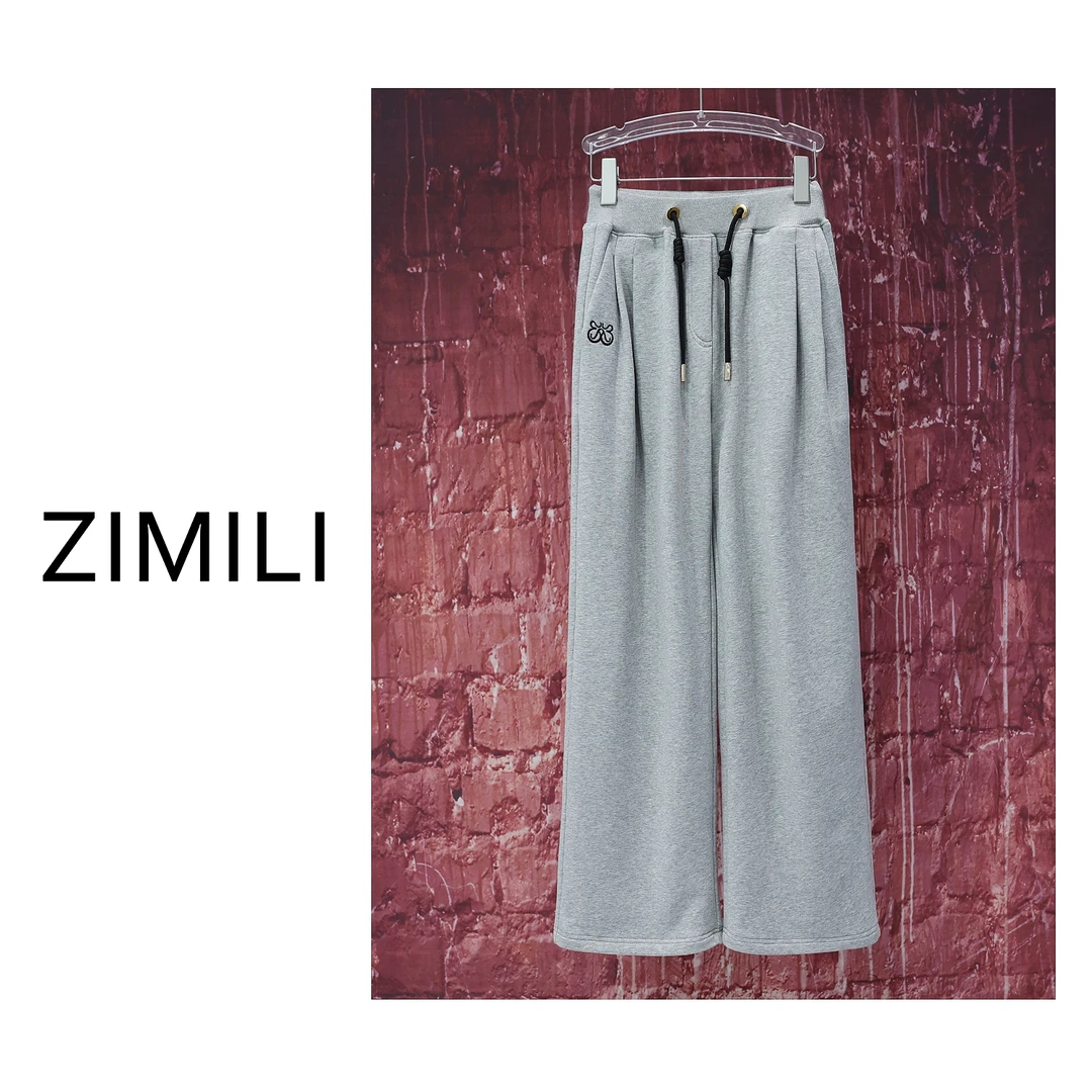 【LIANG哥女装】2024秋季加厚欧版小众设计师款高腰抽绳阔腿裤 2976