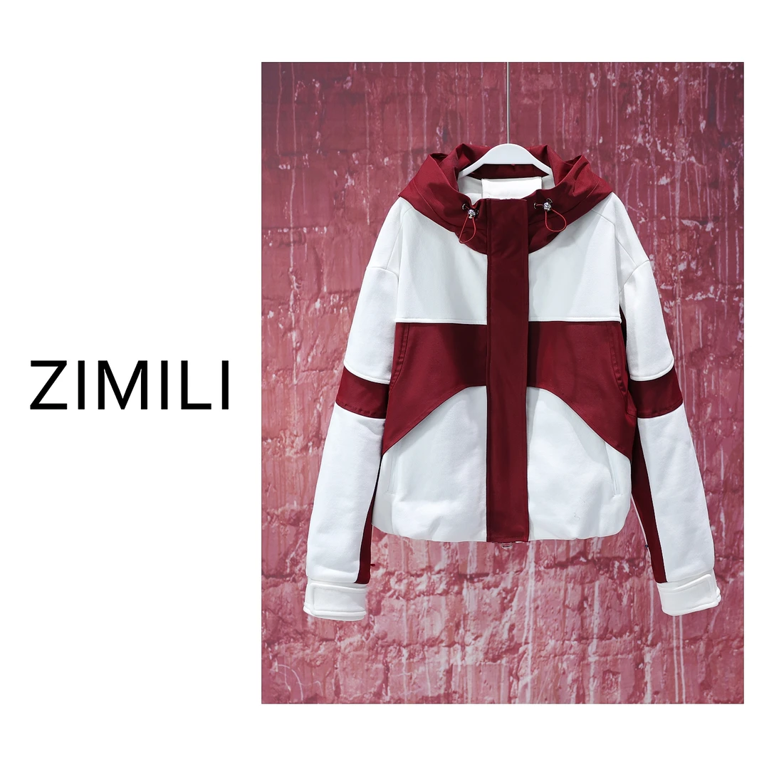 【LIANG哥女装】2024欧洲站复古安可拉红撞色连帽设计款外套/5535