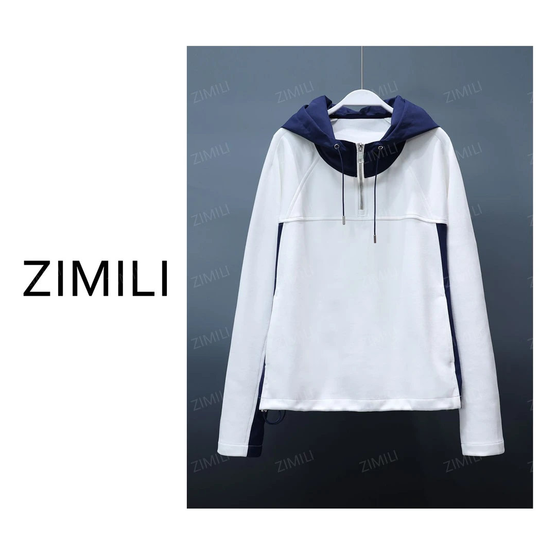 【LING哥女装】2024秋季时尚百搭休闲运动撞色拼接连帽上衣外套2693