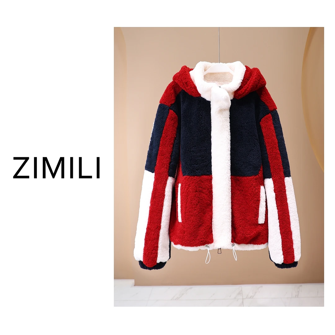 【亮哥女装】2024冬季小众设计师款外套三色连帽毛毛衣外套/5277