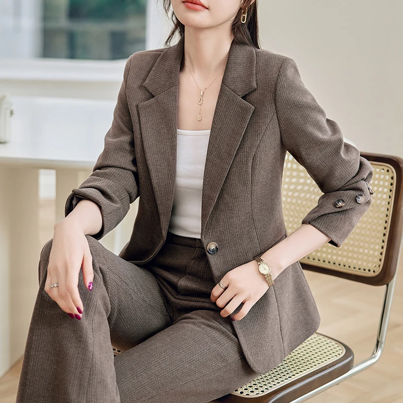套装气质时尚休闲正装春秋小个子洋气修身灰色工作韩版小西装1312