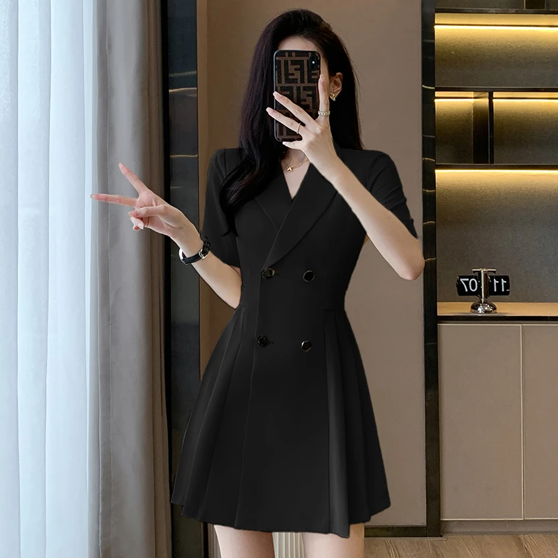 XJ805西装连衣裙女夏季短袖2025年新款高腰名媛气质职业裙子781