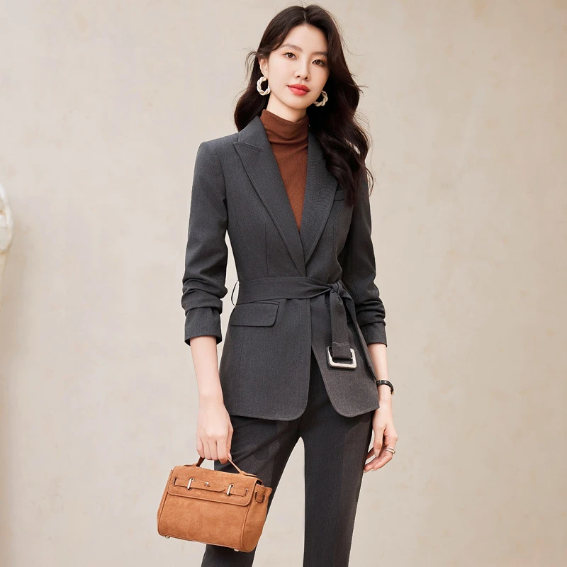 气质西装套装春秋新款修身面试时尚女神范显瘦职业西服工作服8035