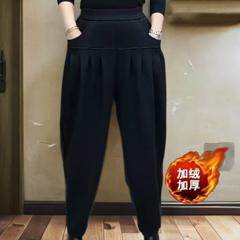 秋冬款新款时尚休闲高腰宽松百搭褶皱哈伦裤