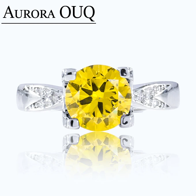 新款充满个性的日常时尚圆形镶嵌海盐柠檬黄色活口女戒指YJ150139