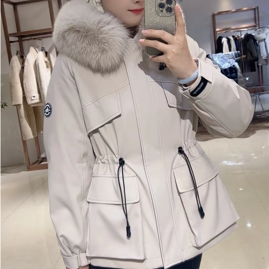 新疆包邮女士大毛领可脱卸兔毛胆鹅绒派克服9958直播同价