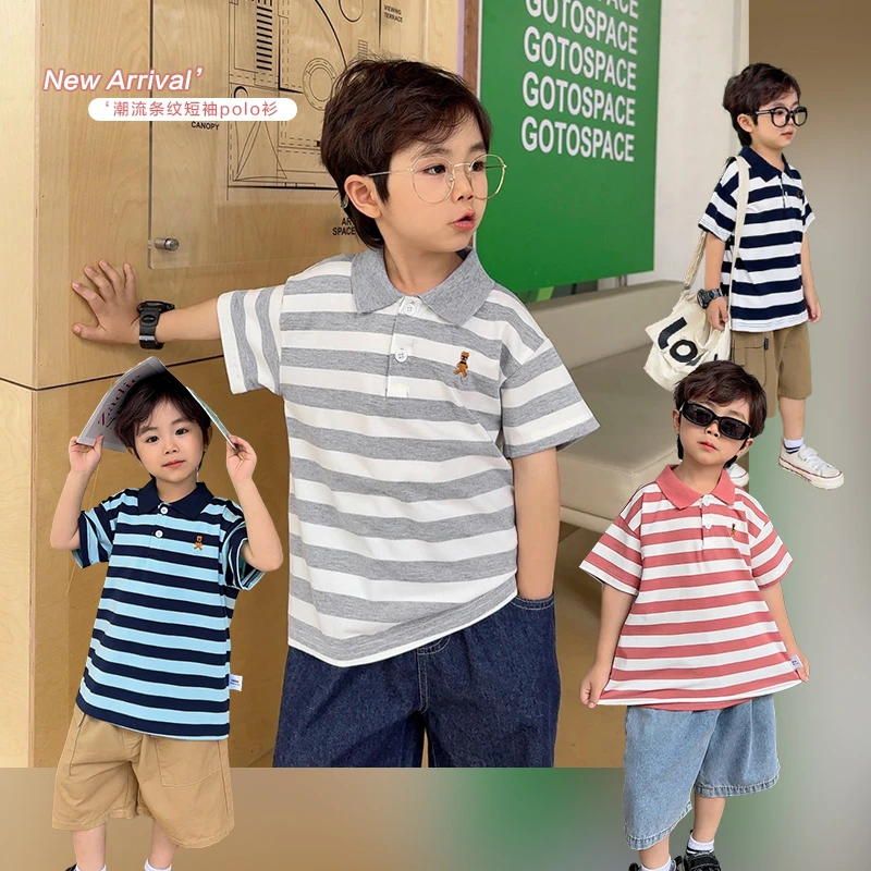 【现货】U14095男童短袖条纹POLO衫夏季男宝宝童装儿童洋气半袖潮流
