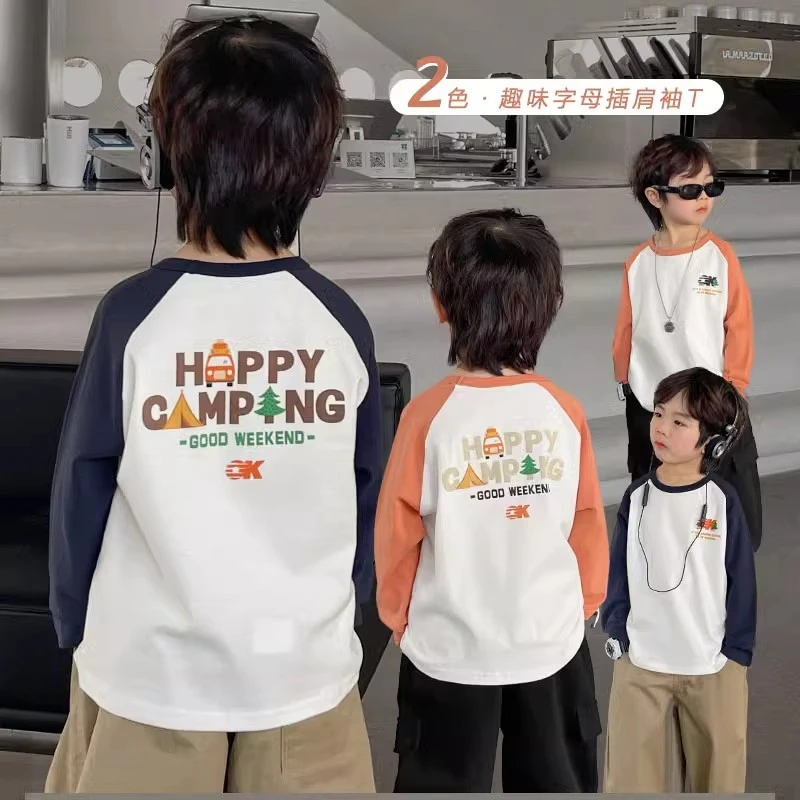 2025右欧X4269男童插肩长袖t恤春装春秋款婴儿童装宝宝打底衫潮款