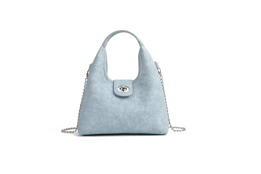 ENO.KI依诺琪百搭女士锁扣手提斜跨链条饺子包蓝色1