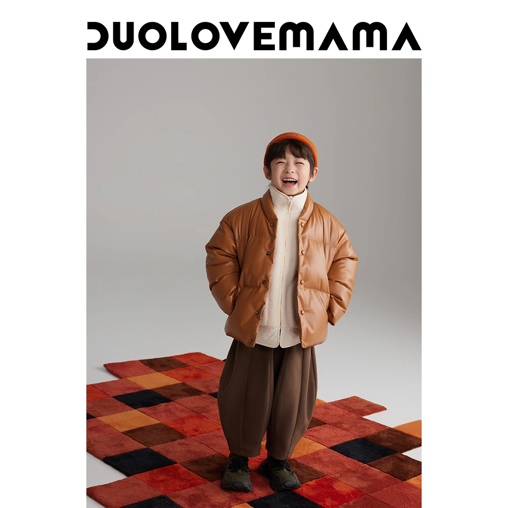 DUOLOVEA【安心羽绒】 90白鸭绒儿童面包服男女童皮羽绒服冬款