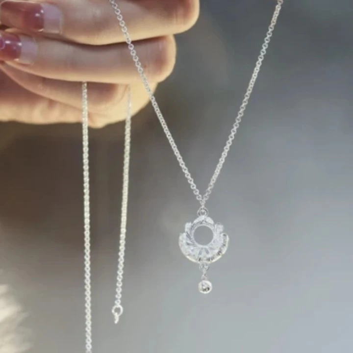 坠链均足银 足银 999气质时尚素款轻奢百搭纯手工打造O字链项链