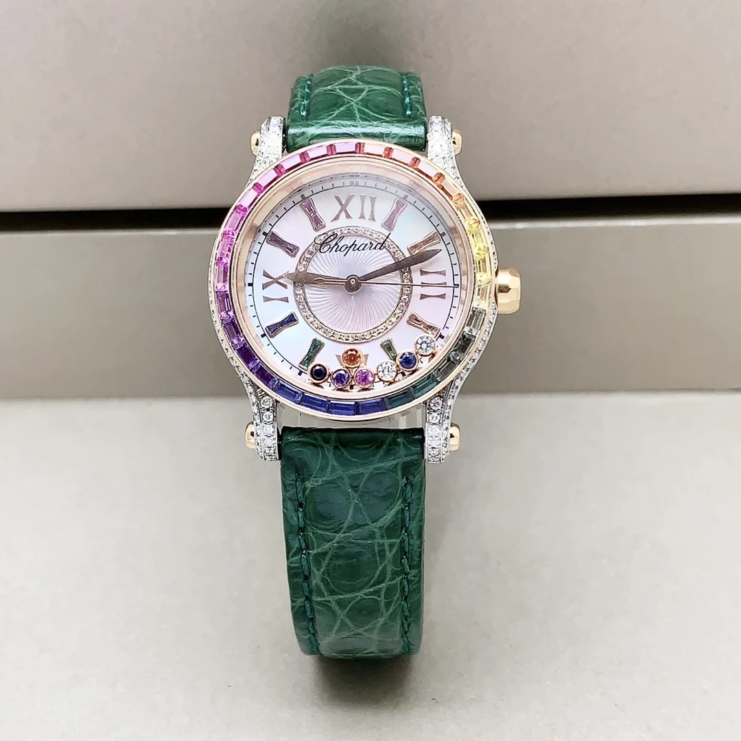 95新 Chopard/萧邦 30mm/间18k金/后钻/自动机械女表