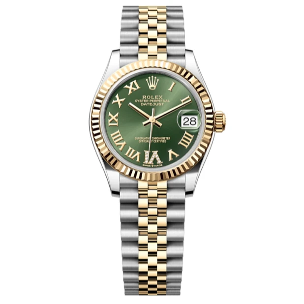 99新 Rolex/劳力士 G/全套/绿萝女装日志278273/间金机械时尚女表