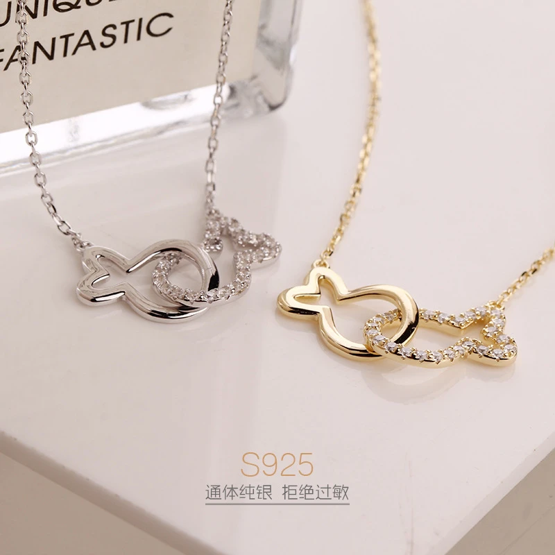 坠链均925银 S925纯银鱼生有你项链女潮锁骨链女士吊坠轻奢小众潮