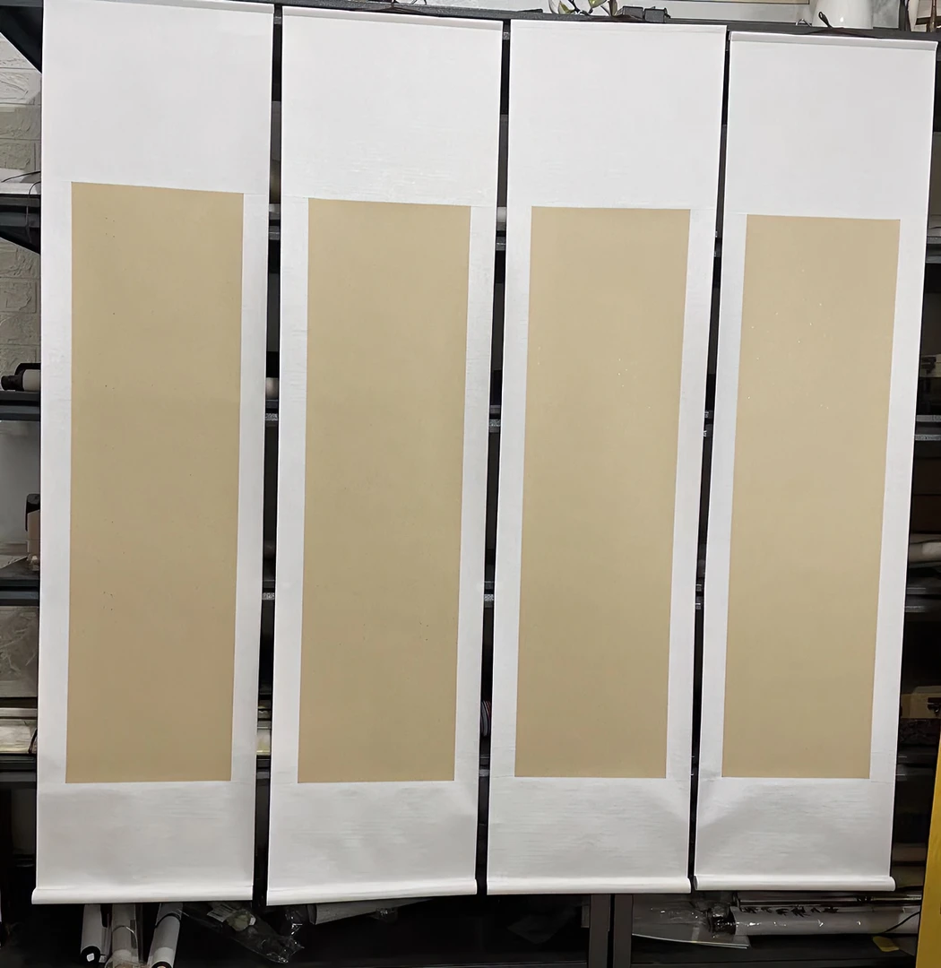 四条屏{一套四张}精品空白挂轴高温绫布手工装裱 四条屏 空白画轴