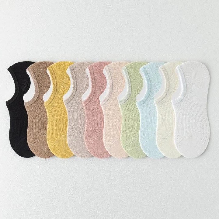 十双春夏薄款棉质浅口透气纯色船袜十色网眼袜8010