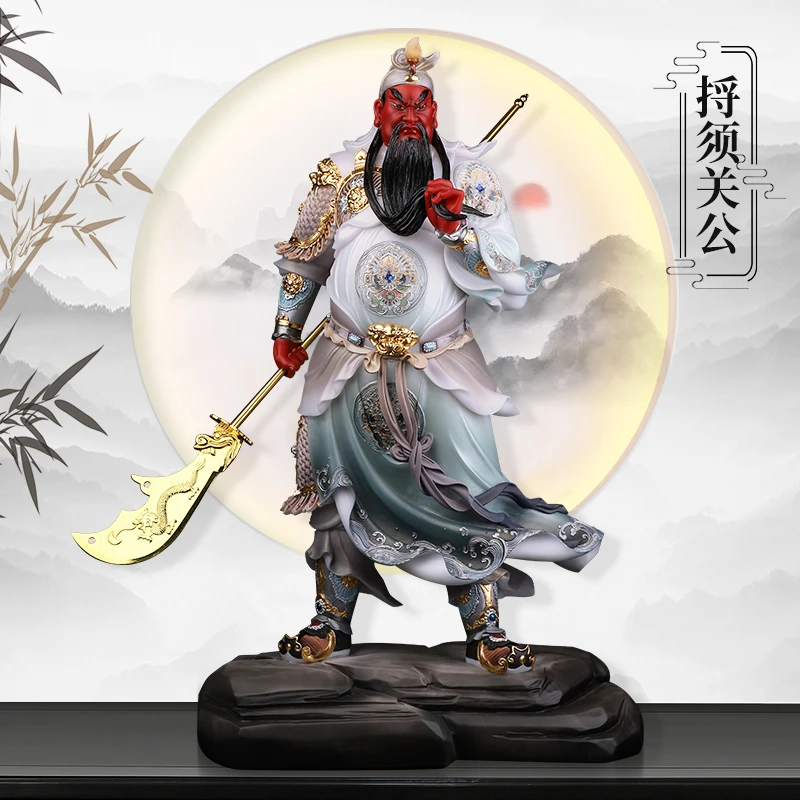 汉白玉捋须关公摆件关二爷关羽雕像工艺品摆件