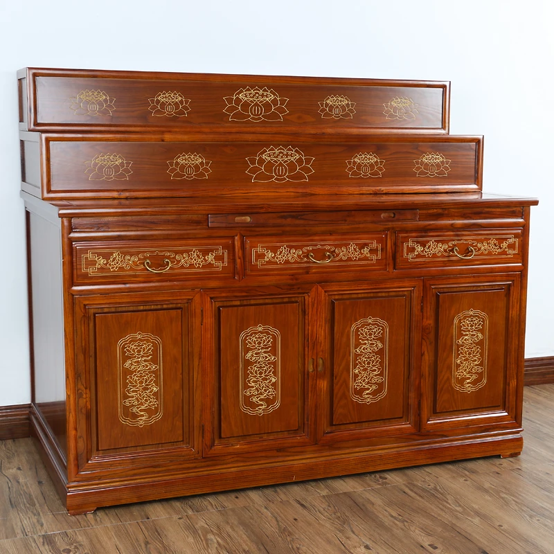 梵泽福实木三层桌柜家用客厅柜子