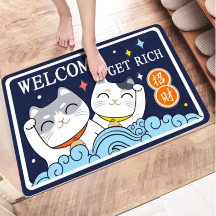 家用可爱卡通地垫（图案随机2个装）吸水防滑垫脚垫卫生间厕所浴室