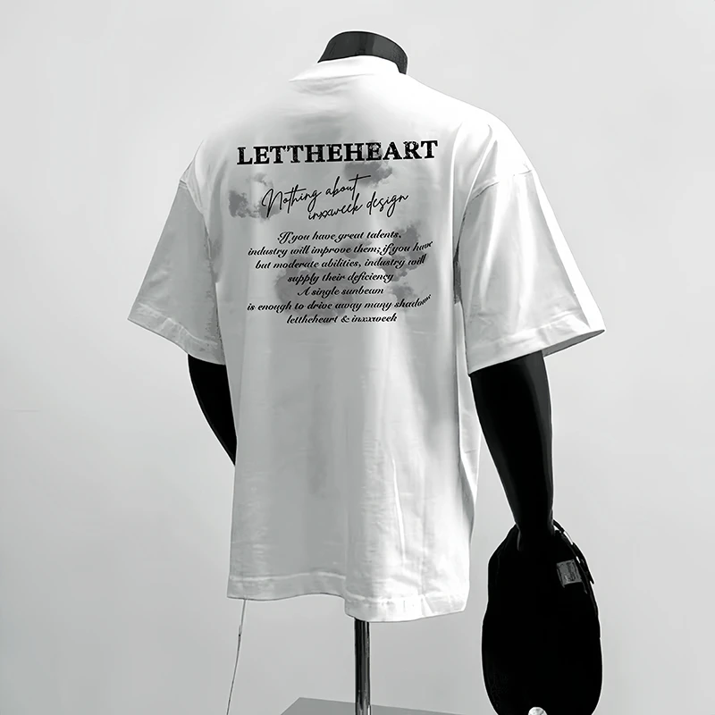 古梵沃100%纯棉宽松重磅小众夏季卡通印花短袖T恤ins高街潮牌上衣