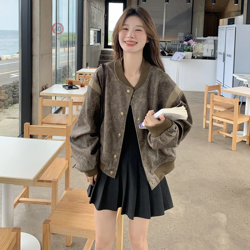 美拉德穿搭今年流行短款棒球服外套百搭女2025新款休闲夹克上衣