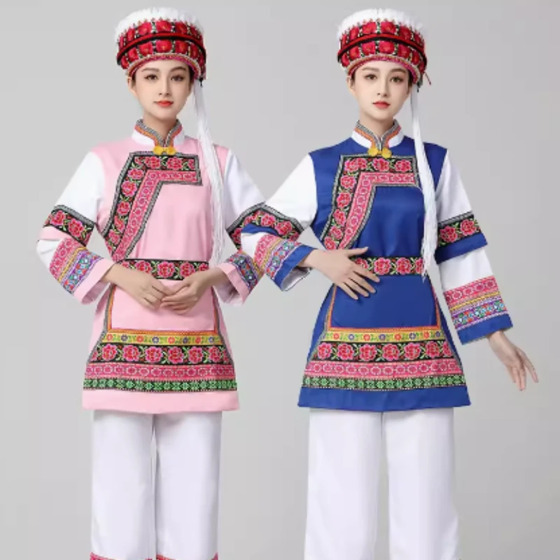 新款白族服装女云南56个民族服饰成人演出服大理传统舞台表演套装