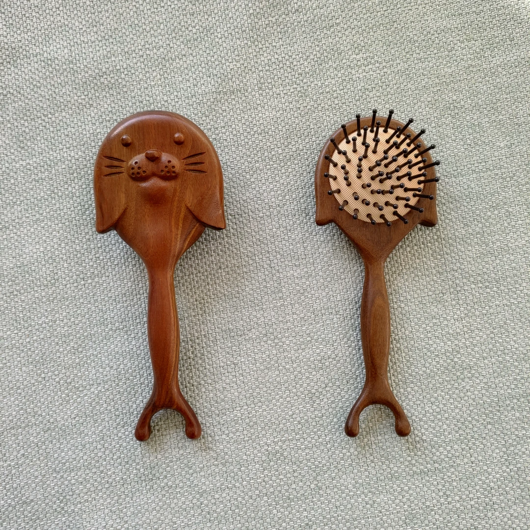 金丝绿檀实木女士梳子木梳子