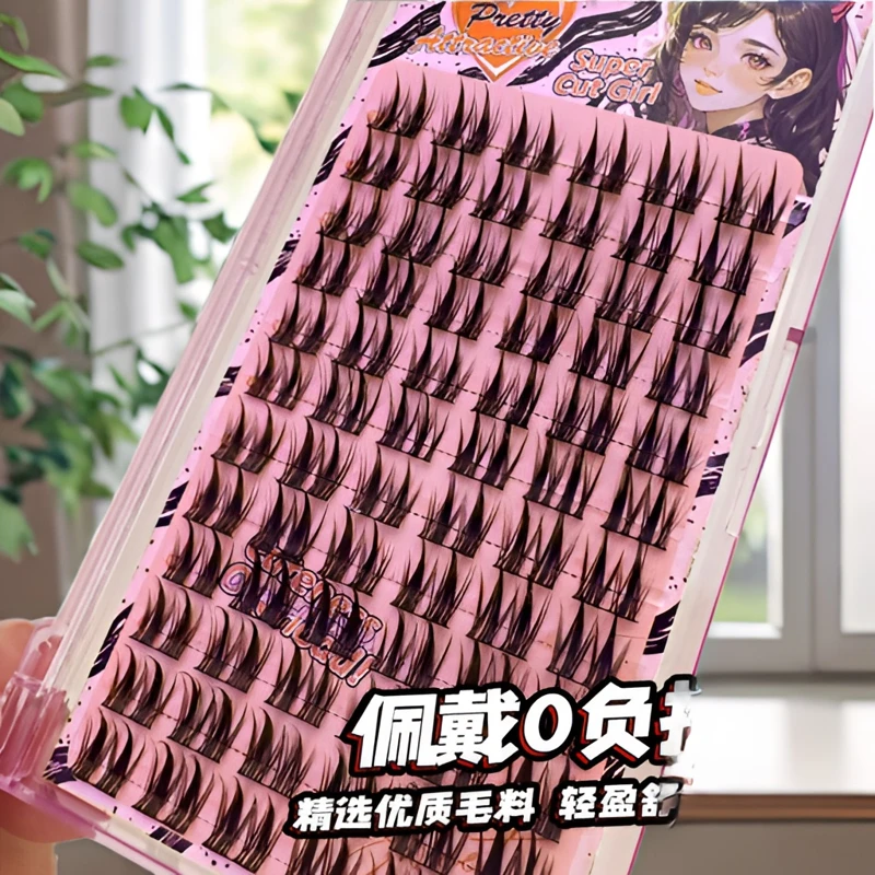 懒人双尖麦穗漫画款睫毛新手宽梗自然轻盈浓密卷翘分段式假眼睫毛