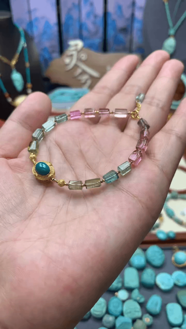 【闪购商品】碧玺手链18K金镶嵌碧玺彩虹手链