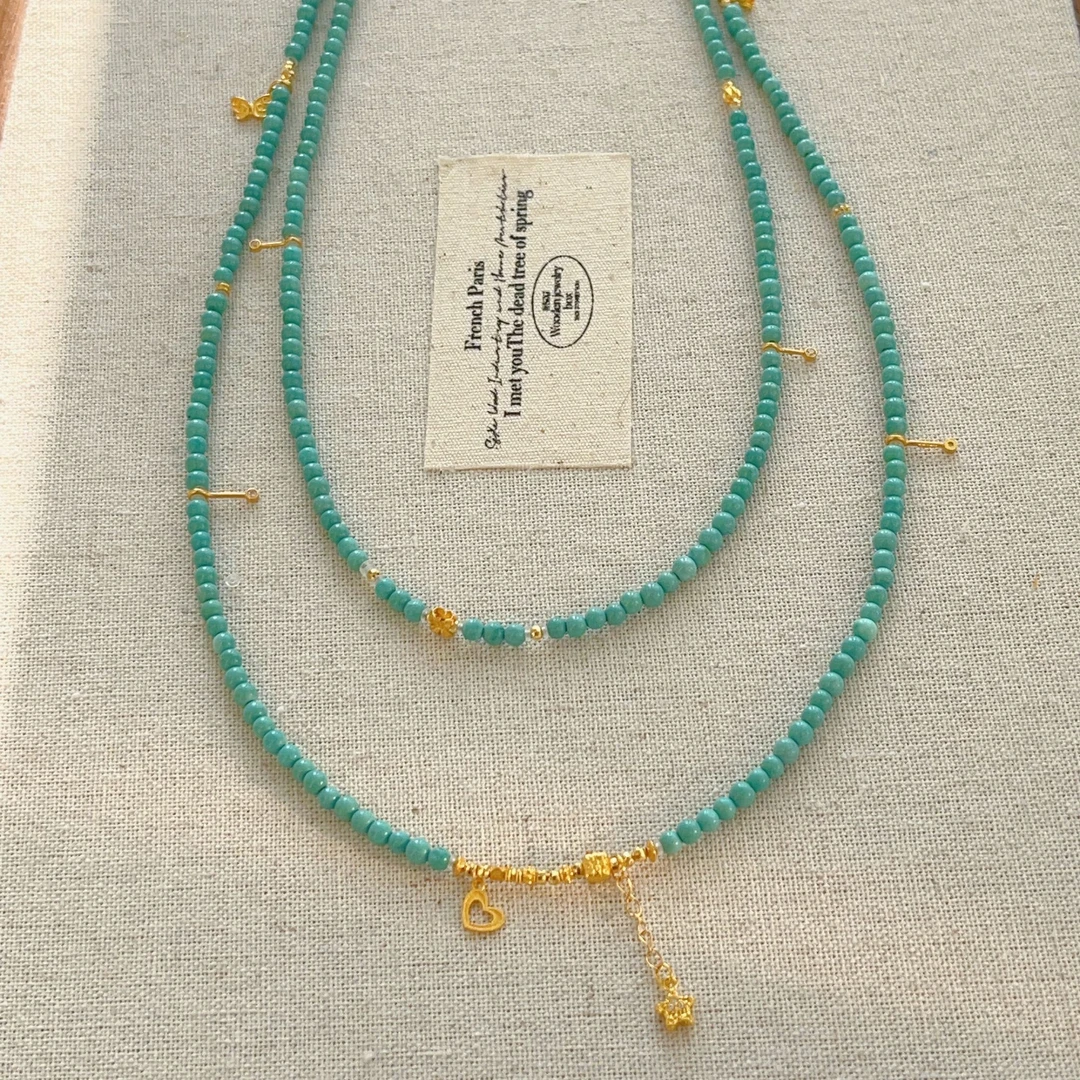 【灵兮珠宝】高瓷绿松石精品双层项链（颜色多样性发）