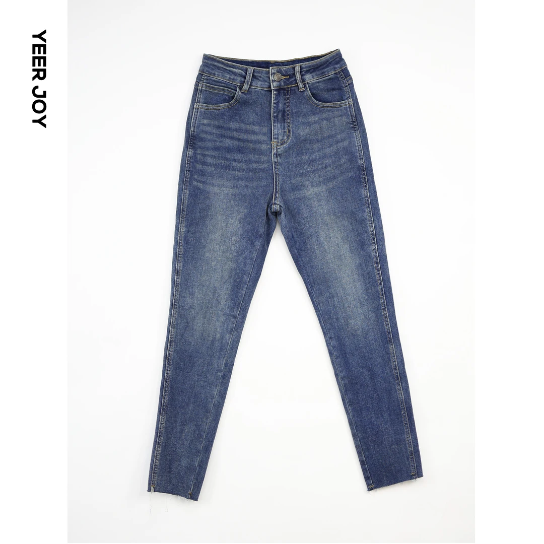 YEERJOY 高弹力修身牛仔小脚裤女 百搭显瘦九分牛仔裤
