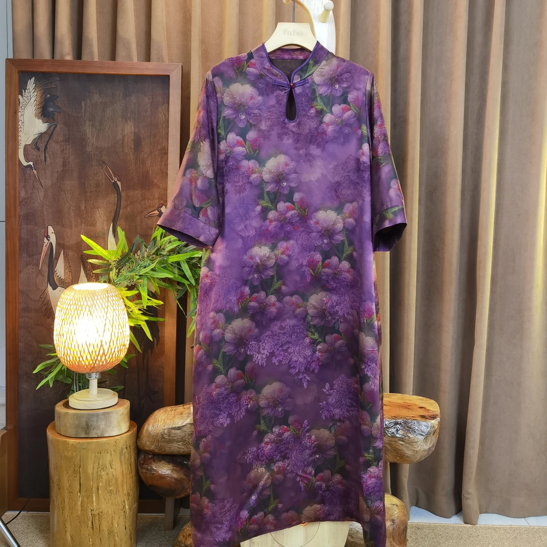 富美香云纱原创高端定制气质款香云纱连衣裙F6657高贵上档次女装