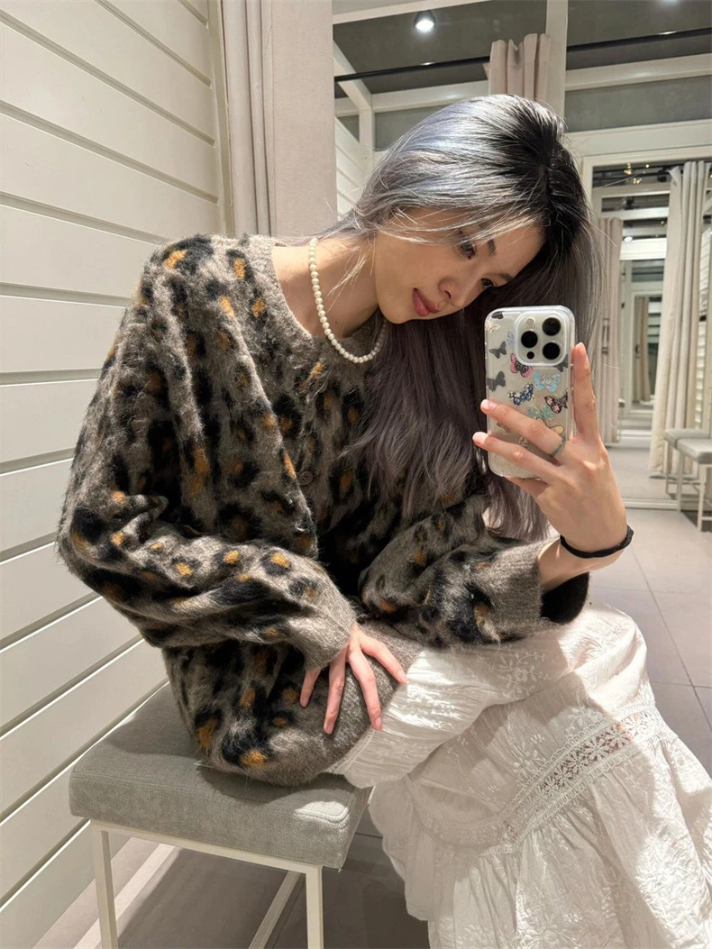 【浠儿专属】温柔小野豹 软糯气质针织开衫毛衣慵懒风宽松休闲外套