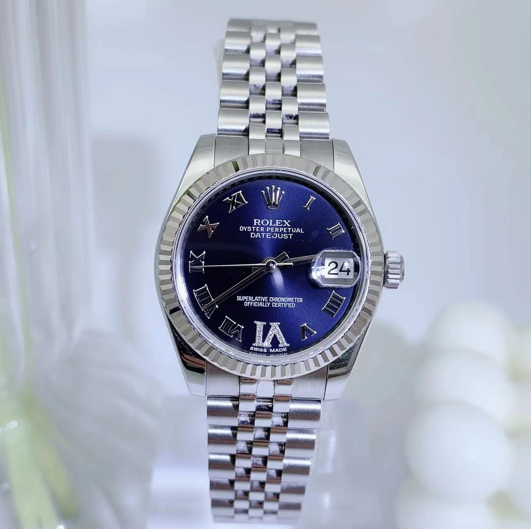 99新 Rolex/劳力士 日志178274蓝紫盘V钻原镶钻单表31表径女款