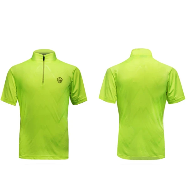 夏季男款直领冰凉短袖户外跑步弹力速干半拉链立领时尚AT-648