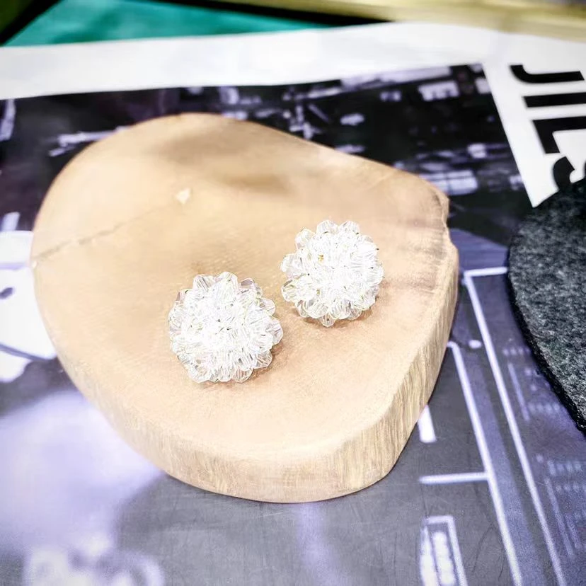 铜合金耳饰 a530李木宸同款晶晶石花苞气质百搭时尚轻奢简约