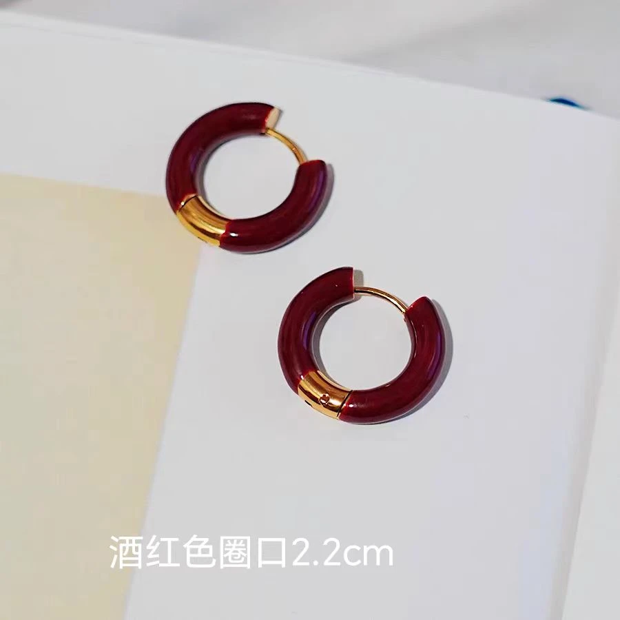 铜合金耳饰 a510法式复古高级感滴釉甜美轻奢简约时尚百搭气质