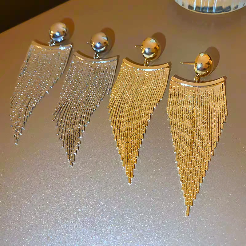铜合金耳饰 a529欧美风夸张个性长款瀑布冷淡风气质流苏