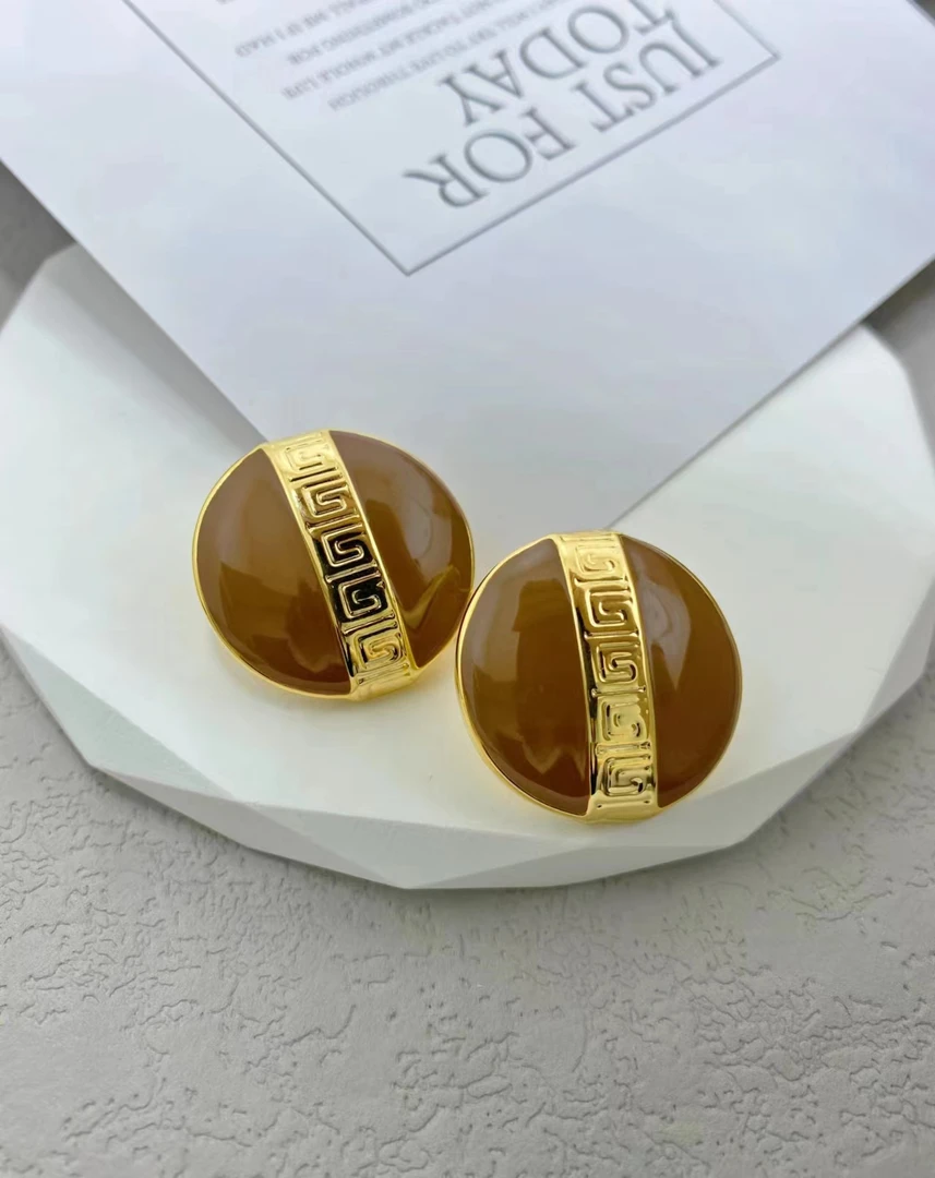 铜合金耳饰 a445东大门高级感珐琅滴釉字母轻奢小众设计百搭耳环
