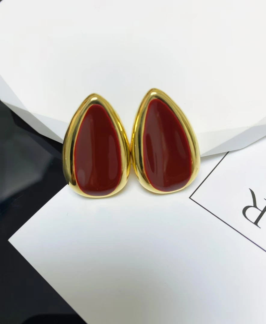 铜合金耳饰 a624东大门韩系秋冬新款雅丹高级感滴油撞色水滴百搭