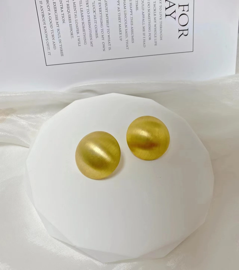 铜合金耳饰 a084欧美个性夸张磨砂圆球冷淡风气质时尚百搭耳钉