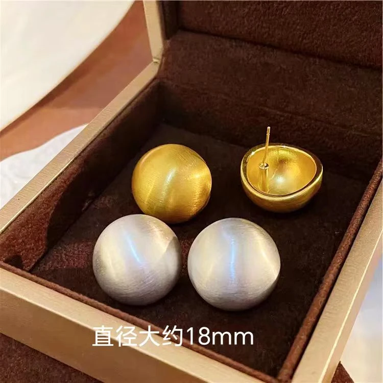 铜合金耳饰 a493法式复古高级感轻奢缎面拉丝简约百搭气质耳钉