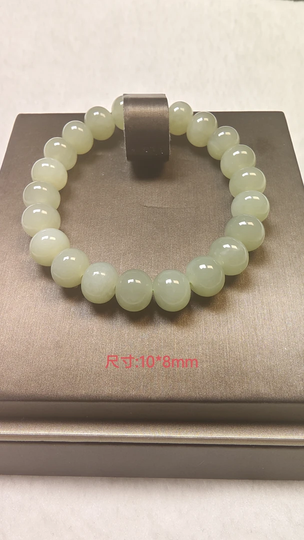优惠最后一天 和田玉晴水算盘珠手串10*8mm高冰单圈（特价不调退）