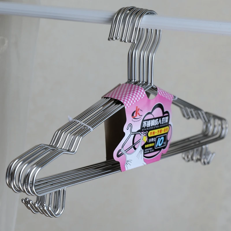 实心不锈钢衣架加粗带挂钩家用防滑晾晒衣挂厚衣服撑服装店衣撑子