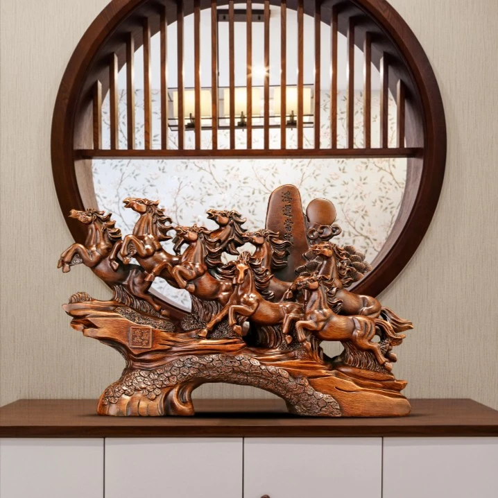 鸿运当头马摆件招财客厅创意工艺品酒柜八骏马装饰品公司开业礼物