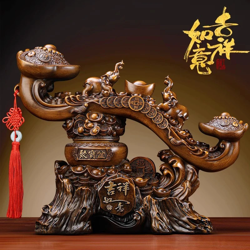 如意聚宝盆摆件前台装饰收银貔貅家居新中式玄关乔迁开业高档礼物