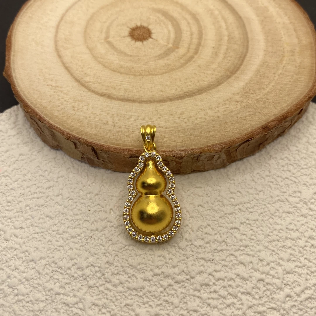 【金喜圆】足金999 莫桑双面转转葫芦吊坠/ 带证书钢印